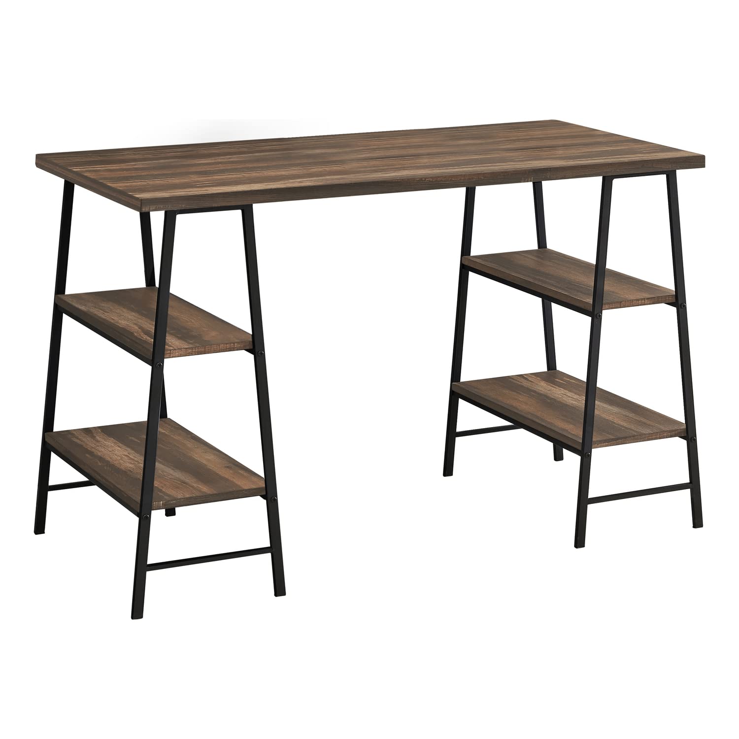 Monarch Specialties Modern Industrial Laptop Tablewriting Sawhorse Legs-4 Shelves-Home Office Computer Desk 48 L Brown Reclaimed