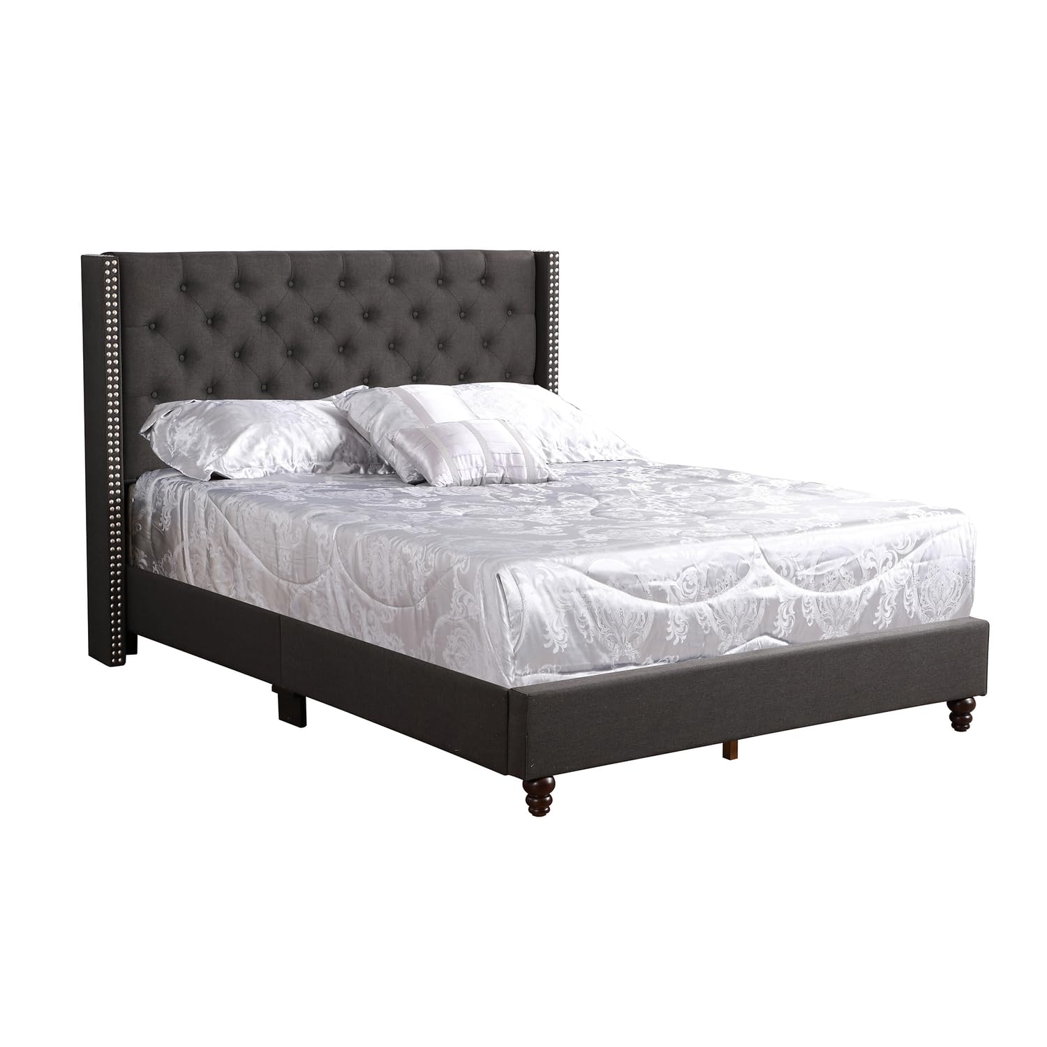 Julie Black Tufted Upholstered Low Profile Full Panel Bed