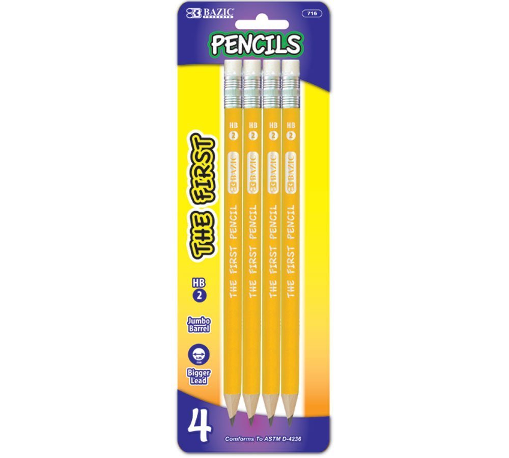 Bazic #2 The First Jumbo Premium Yellow Pencil (4Pack), Case Pack 24