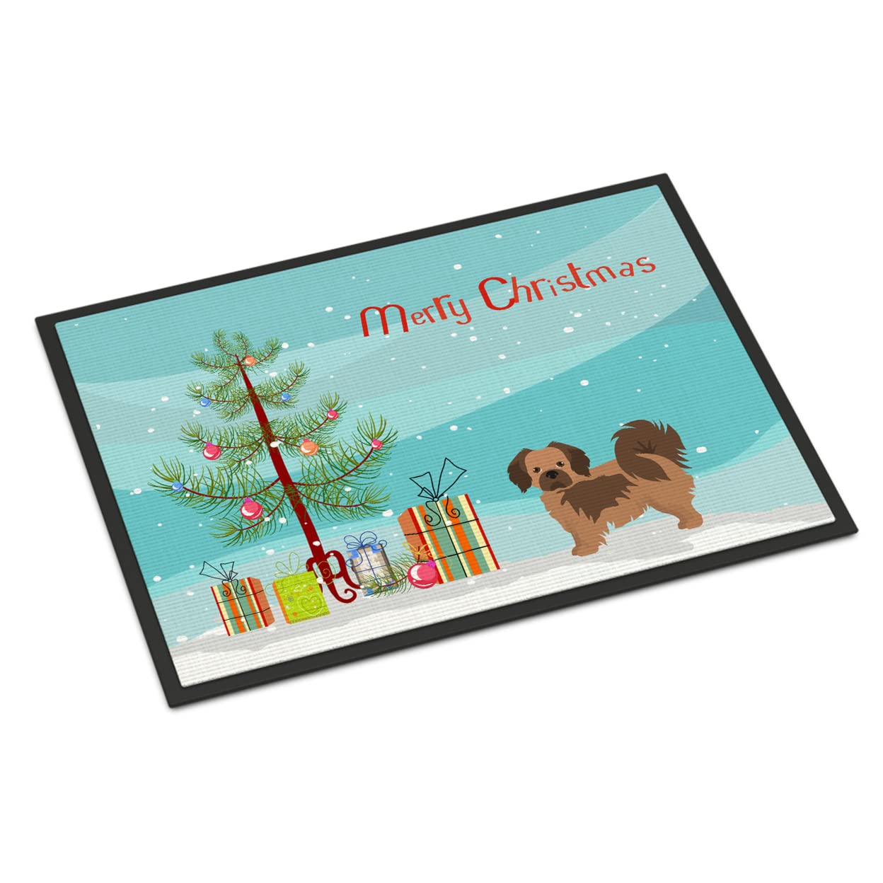 Tibetan Spaniel Christmas Tree Indoor or Outdoor Mat 24x36