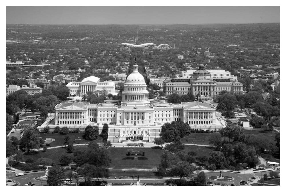 Aerial view, United States Capitol building, Washington, D.C. - Black and White Variant-Paper Art-50x34”