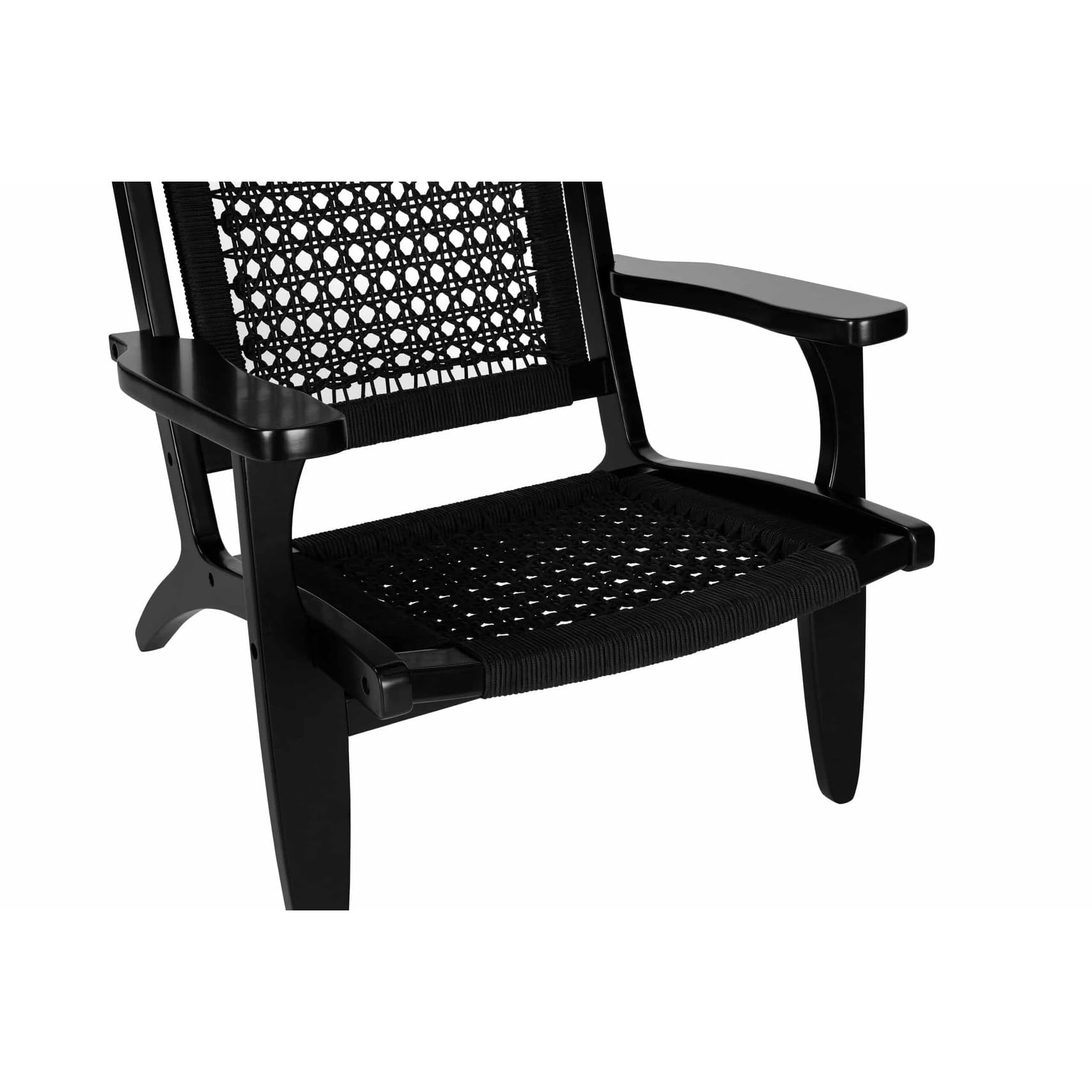 Harrison Hexagon Woven Black Rope Accent Chair - Black Finish