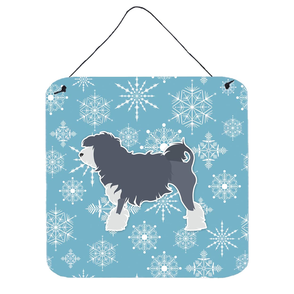 Winter Snowflake Design with Dog Art Wall or Door Hanging Prints
