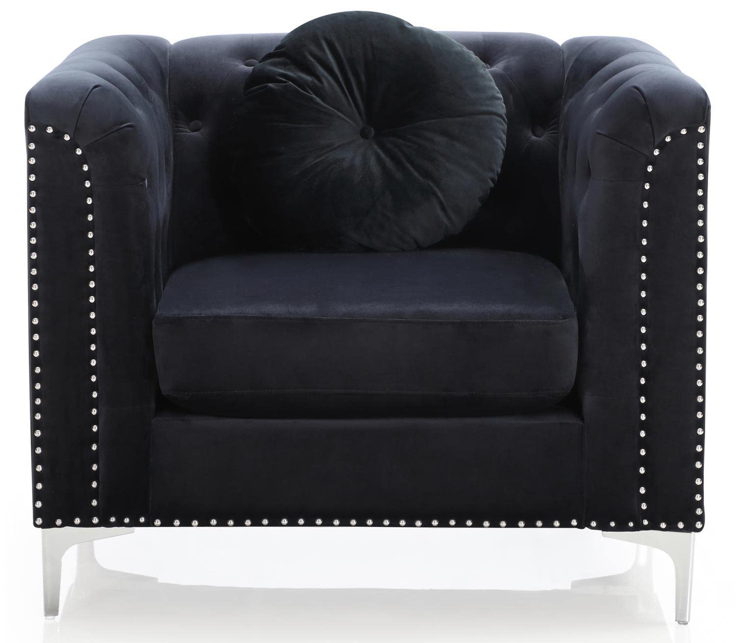 Pompano Black Tufted Velvet Accent Chair