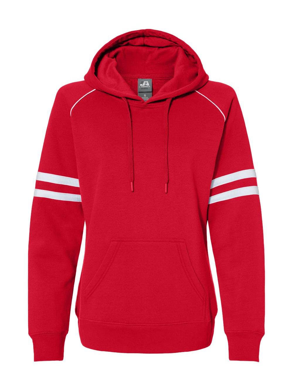 J. America Womens Varsity Fleece Piped Hooded Sweatshirt - Royal, XL