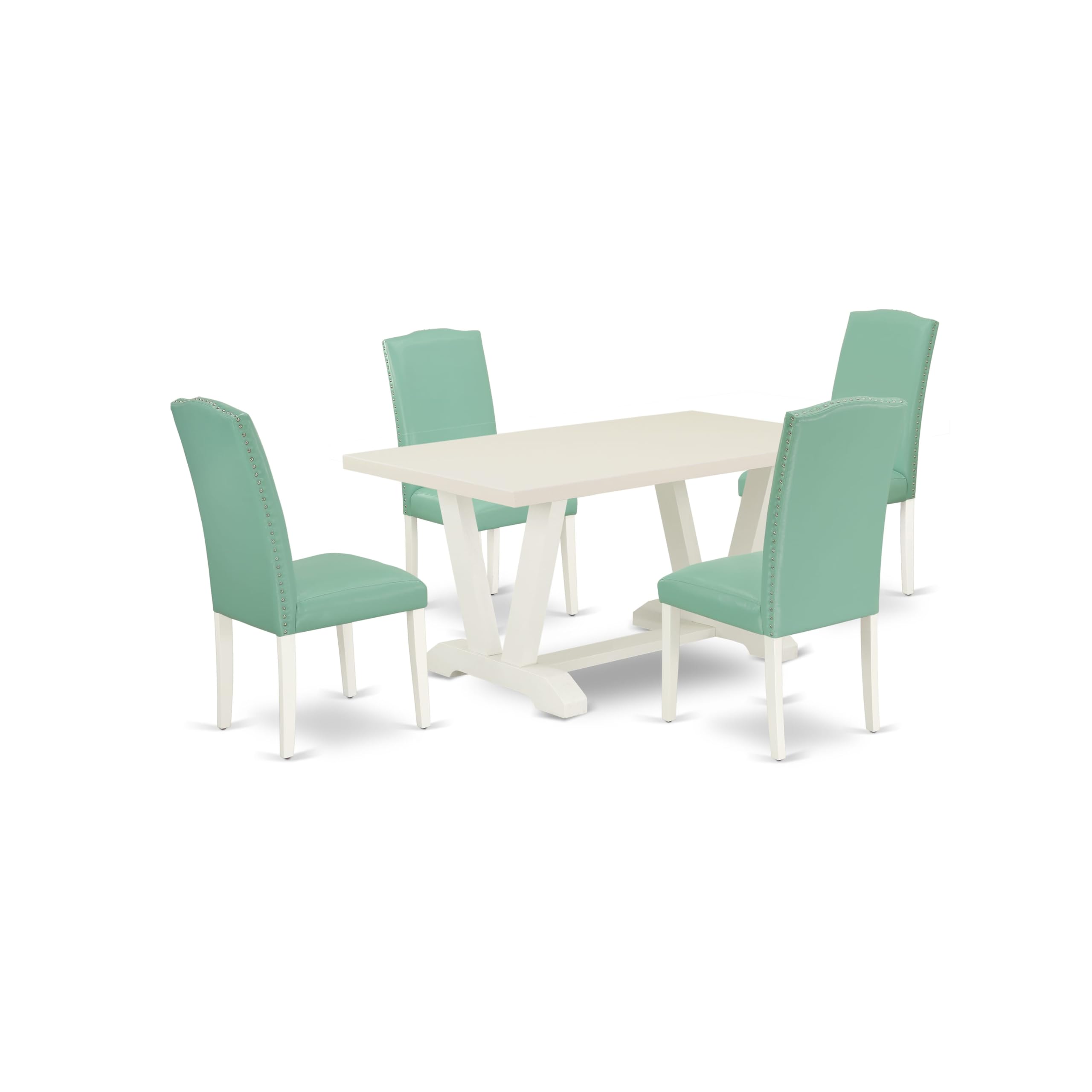 East West Furniture V026EN257-5 5 Pc Dining Room Set Contains a Dining Table and 4 Dining Chairs