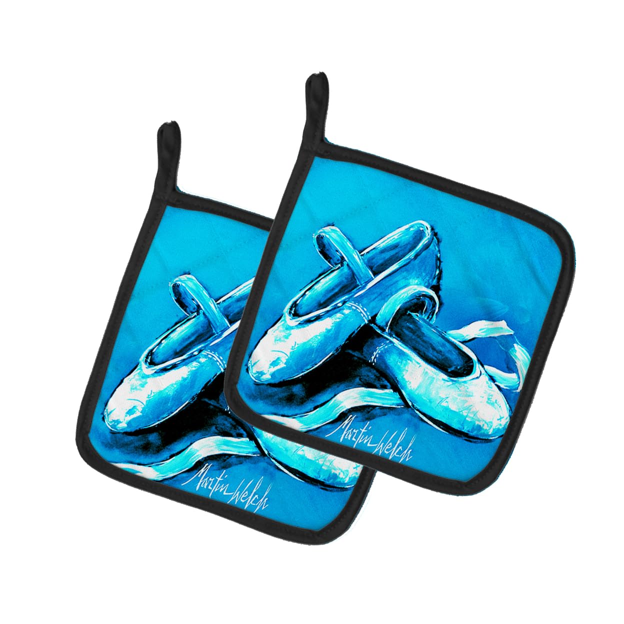 Ballet Shoes Aqua Blue Pair of Pot Holders