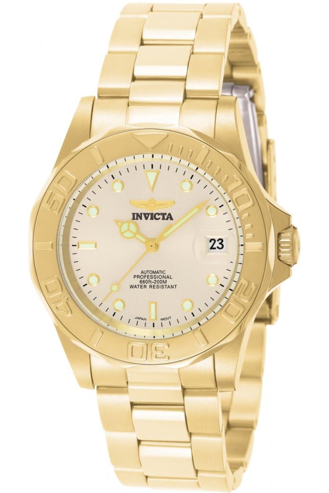 Invicta Mens 9010 Pro Diver Automatic 3 Hand Champagne Dial Watch
