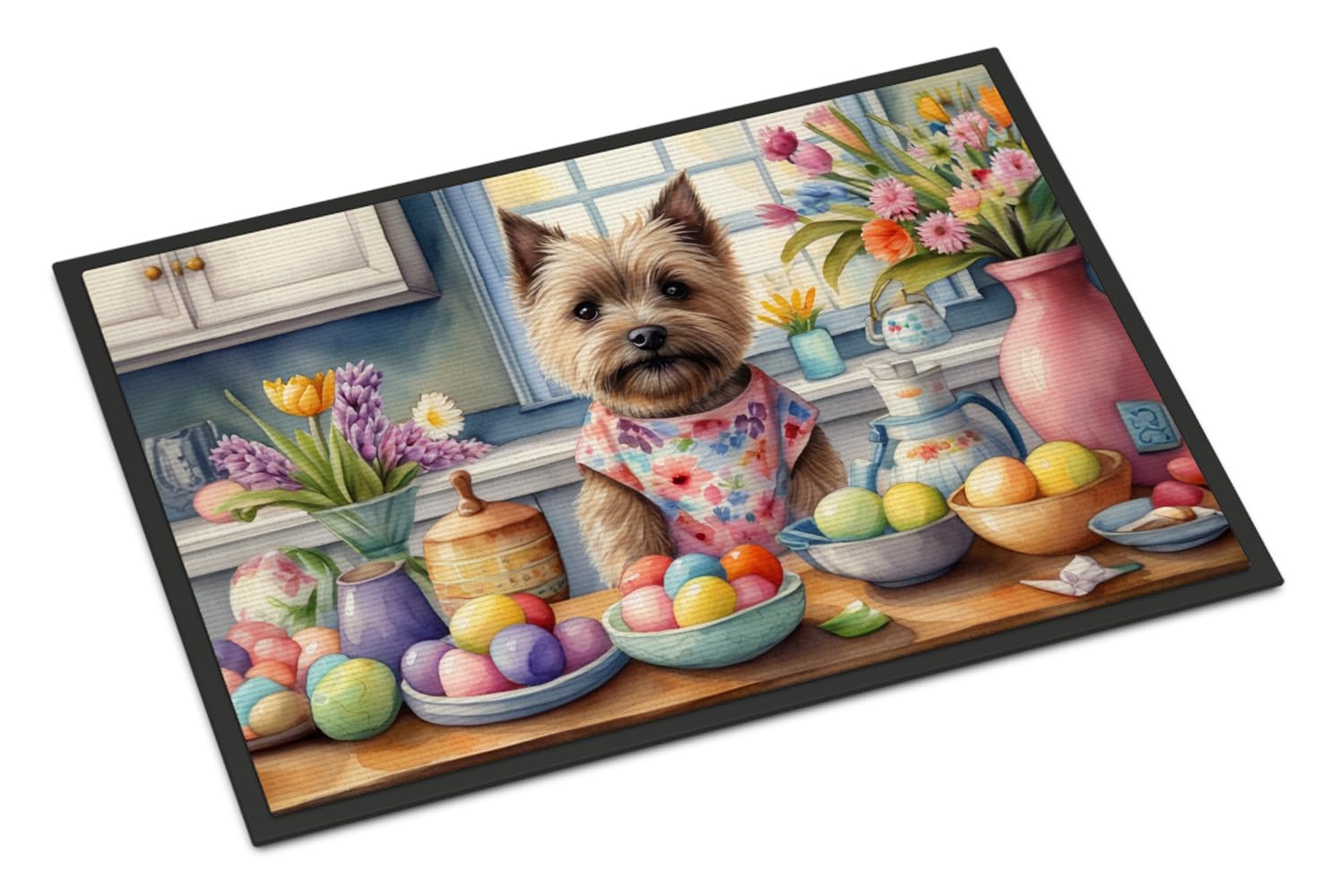 Carolines Treasures DAC6780MAT Decorating Easter Cairn Terrier Doormat Front Door Mat Indoor Outdoor Rugs for Entryway, Non Slip Washable Low Pile, 18H X 27W