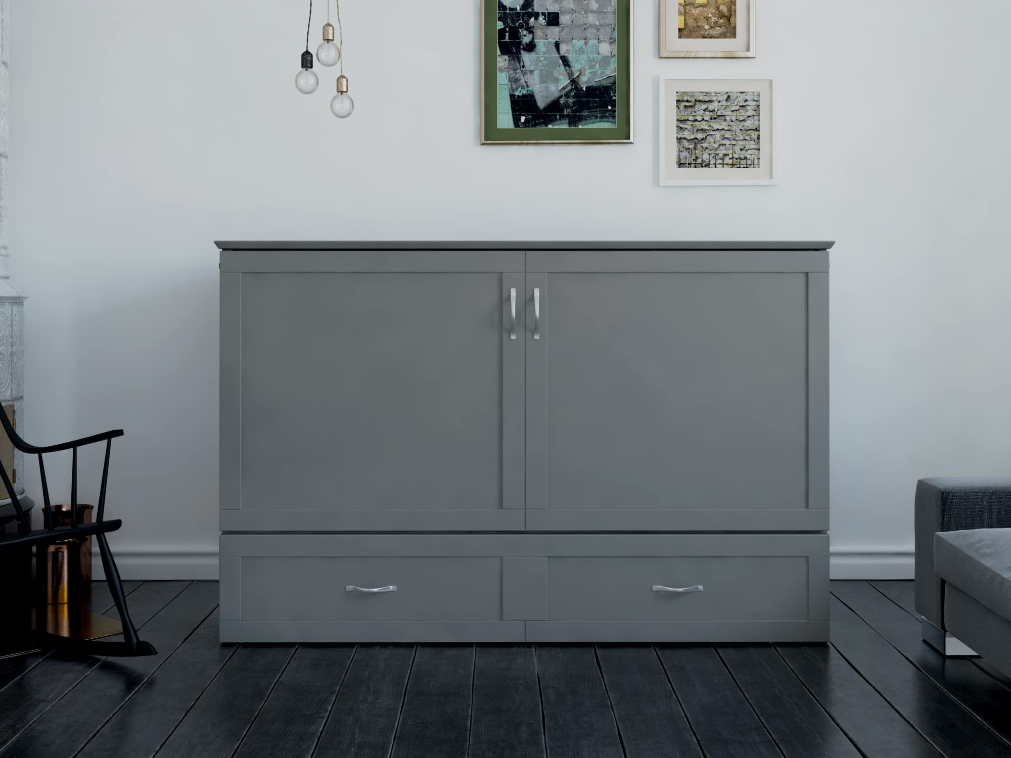 Hamilton Murphy Bed Chest Queen Grey with Charging Station