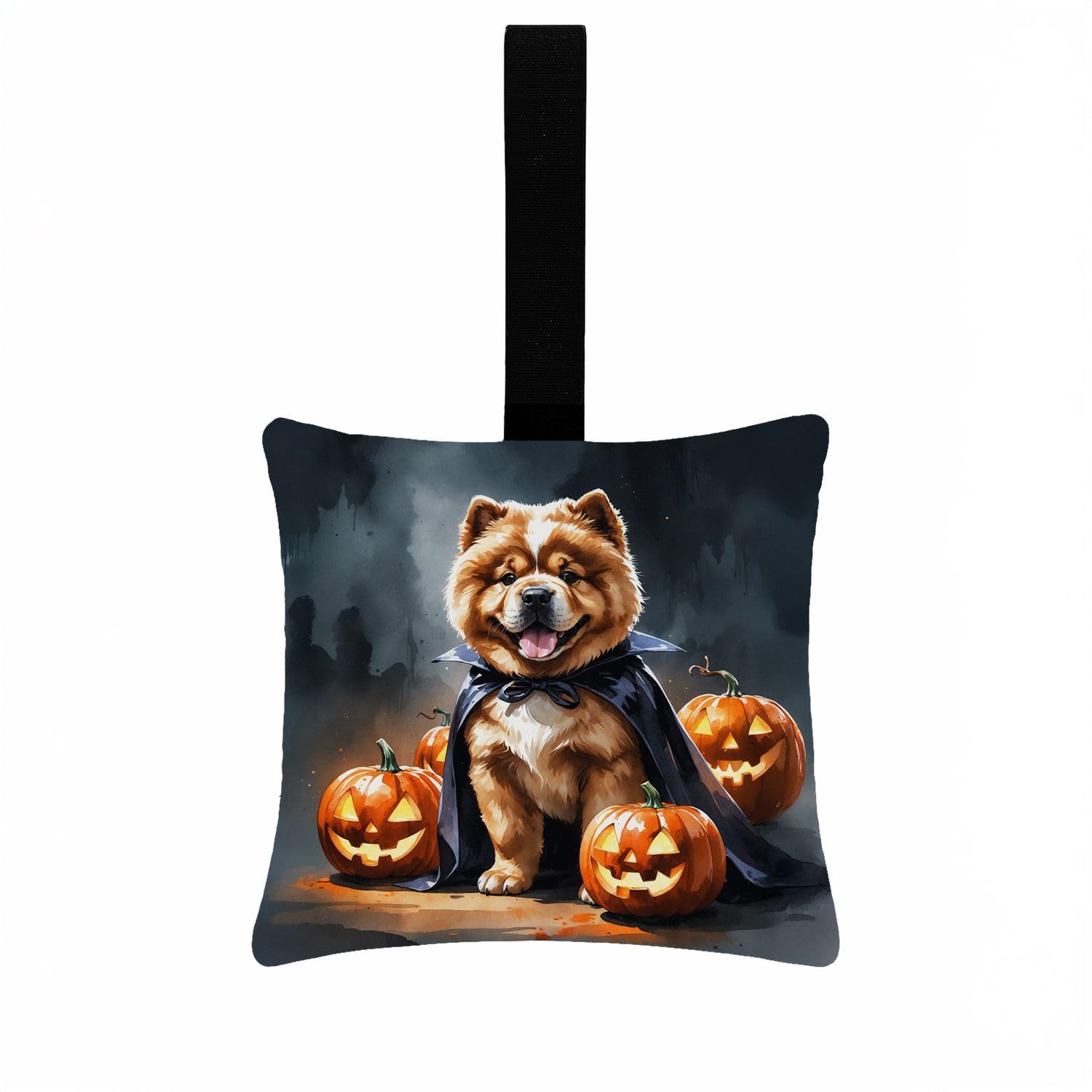 Carolines Treasures Chow Chow Puppy Halloween Mini Hanging Pillow Ornament 3.5  3.5 Decorative Door-Knob & Tree Hanger, Soft Fabric Cushion