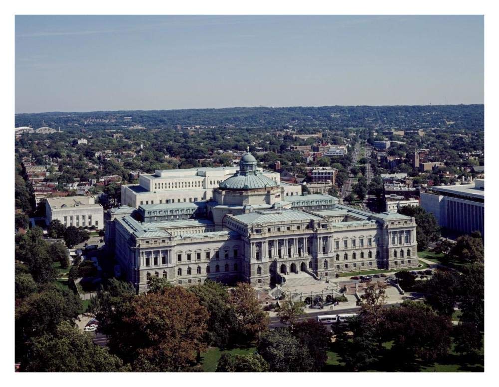 View of the Library of Congress Thomas Jefferson Building from the U.S. Capitol dome, Washington, D.C.-Paper Art-34x26”