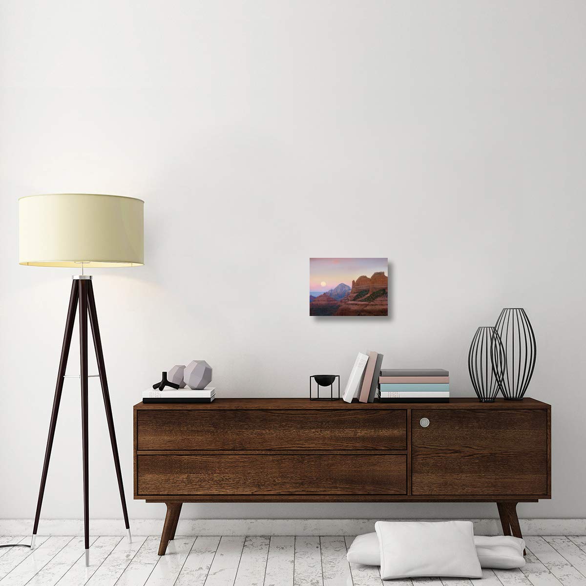 Moon setting as seen from Shelby Hill, Sedona, Arizona-Canvas Art-16x12”