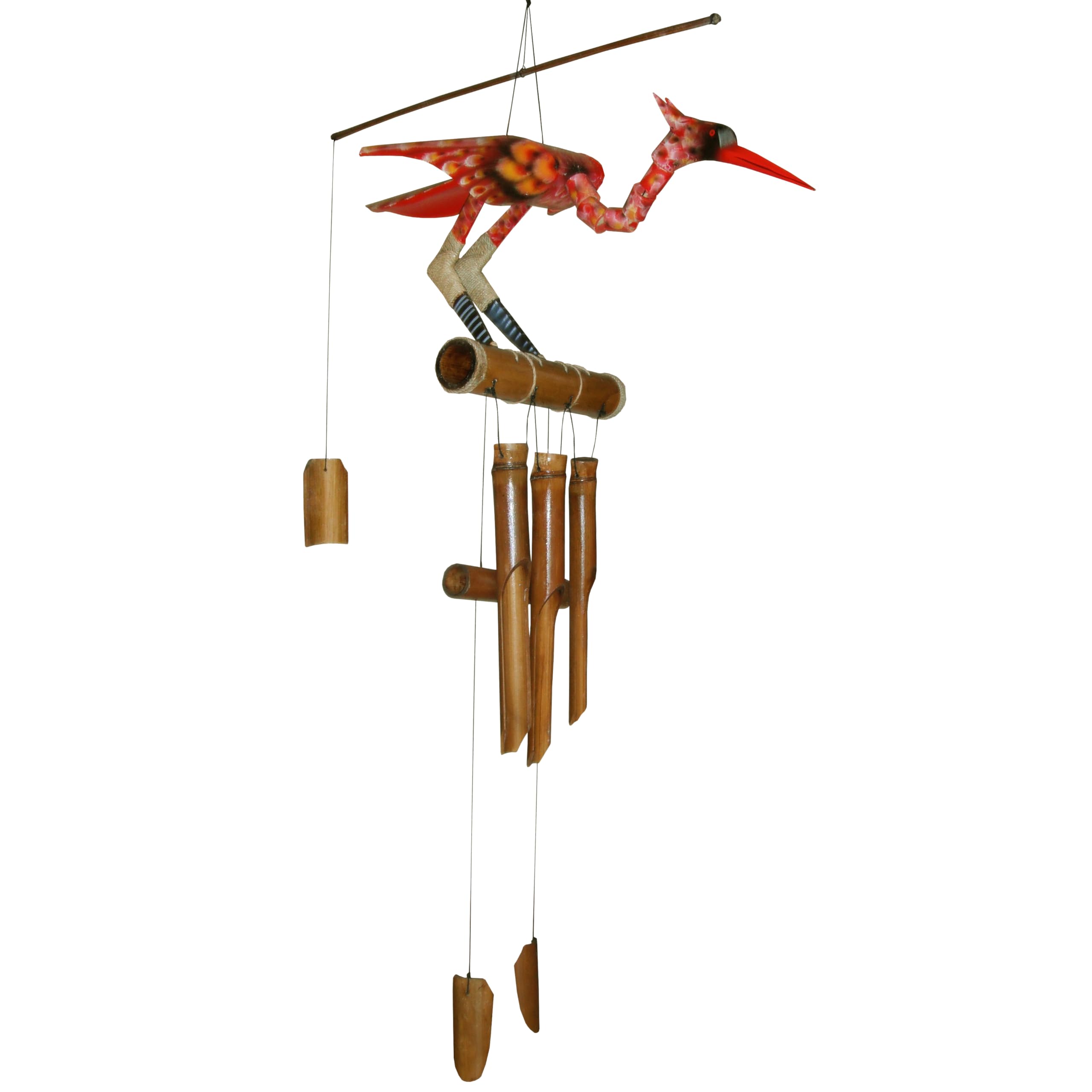 Scarlet Bobbing Head Bamboo Wind Chime