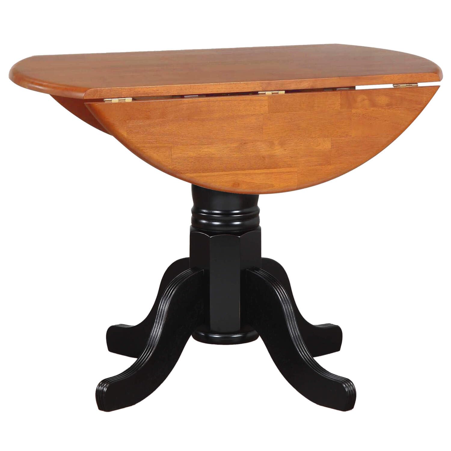 Sunset Trading Black Cherry Selections 42 Round Extendable Drop Leaf Dining Table | Antique Black and Cherry | Seats 6"