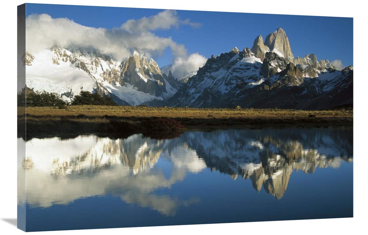 Cerro Torre and Fitzroy at dawn, Loma Plieque Tumbado, Los Glaciares NP-Canvas Art-36x24”