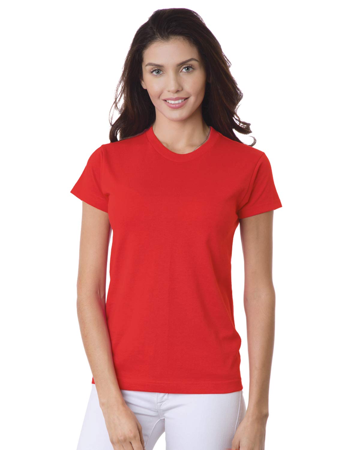 Bayside Womens USA-Made Short Sleeve T-Shirt - Red, S