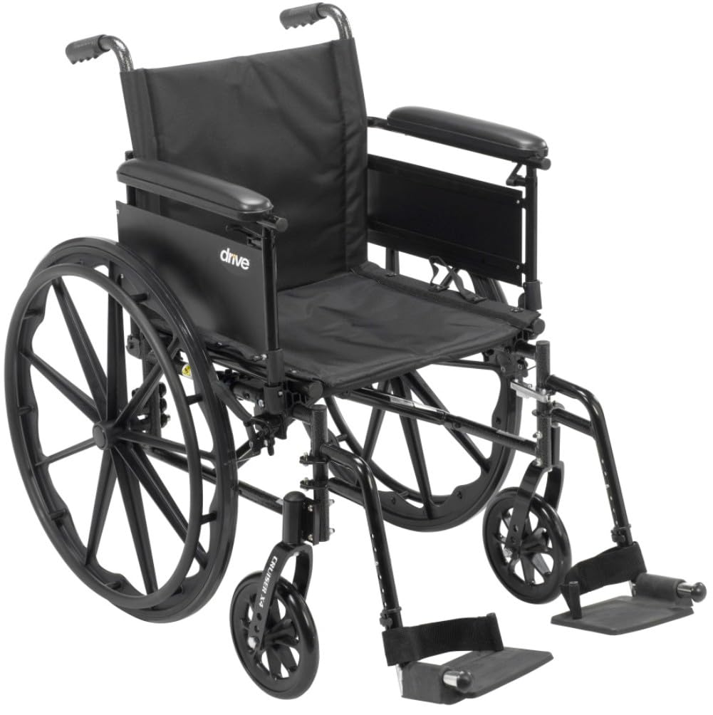 Cruiser X4 Lightweight Dual Axle Wheelchair with Adjustable Detachable Arms, Full Arms, Swing Away Footrests, 16″ Seat