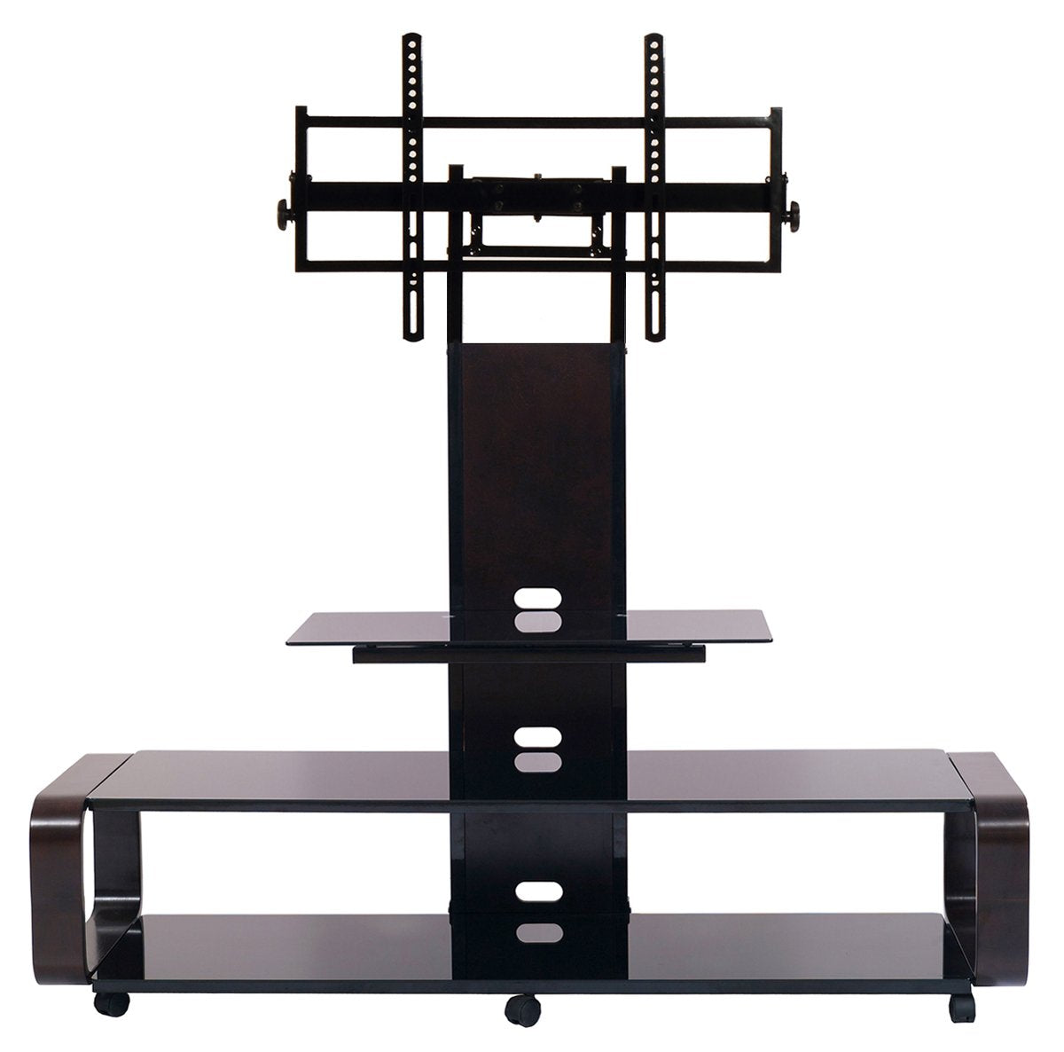 Flat panel TV mounting system w/ 3 AV shelves for up to 85 plasma or LCD/LED TVs - Espresso/Black