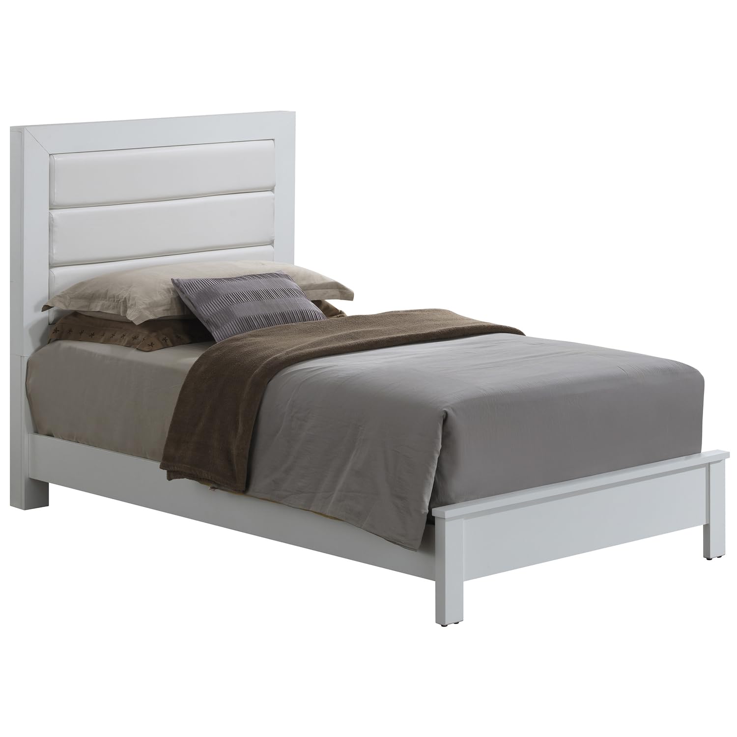 Burlington White Upholstered Twin Panel Bed