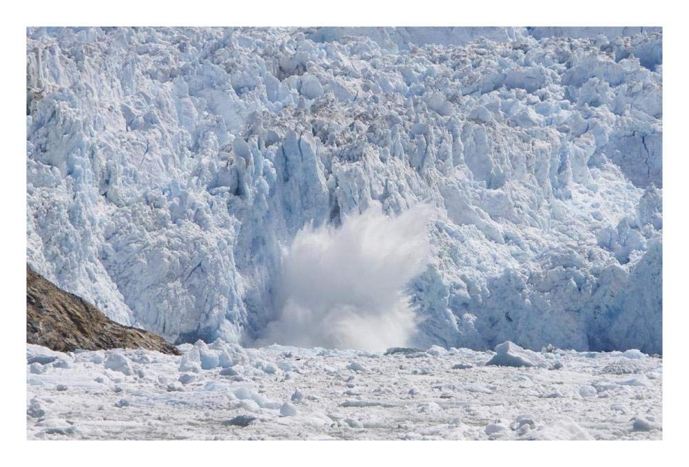Glacial ice calving into the water, Sawyer Glacier, Tracy Arm Fjord, Alaska-Paper Art-26x18”