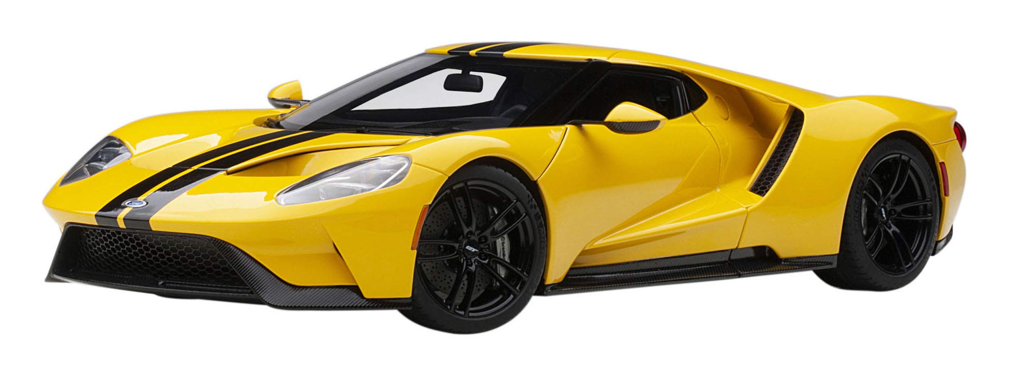 2017 Ford GT Triple Yellow with Black Stripes 1/18 Model Car by Autoart