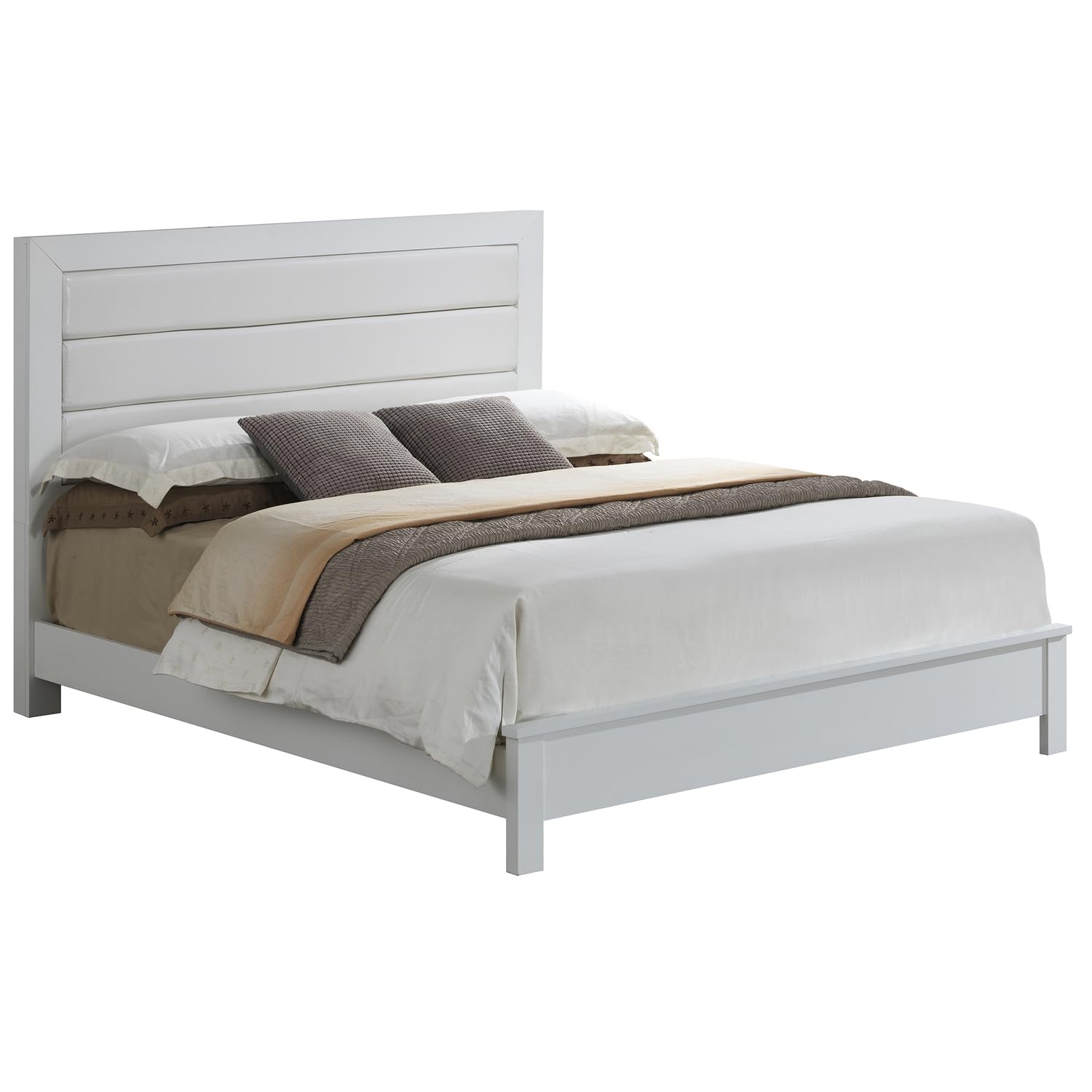 Burlington White Upholstered Full Panel Bed