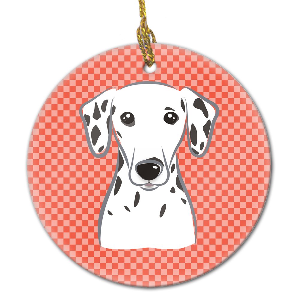 Red Checkered Dalmatian Ceramic Ornament BB1131CO1