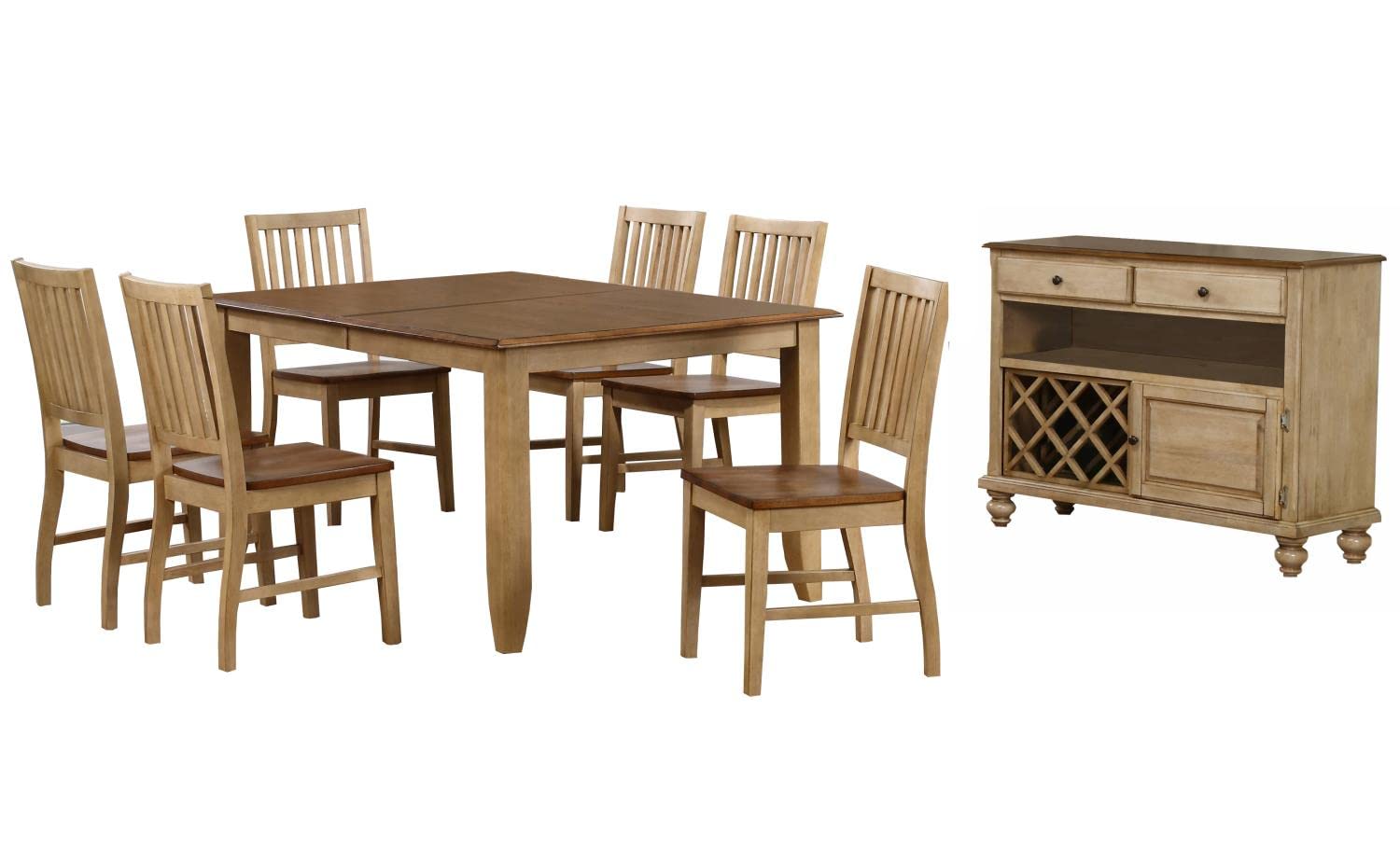 Sunset Trading Brook 8 Piece 72 Rectangular Extendable Table Dining Set with Server| Seats 8"
