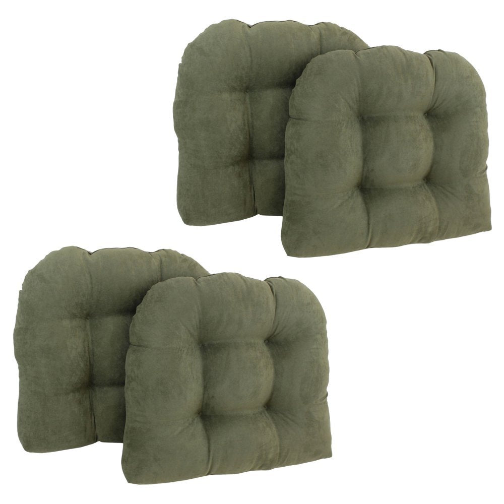 19-inch U-Shaped Micro Suede Tufted Dining Chair Cushions (Set of 4) - Sage