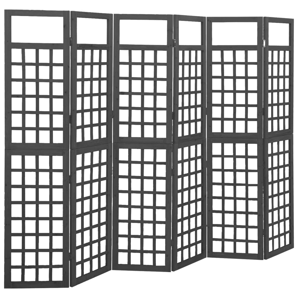 vidaXL 6-Panel Room Divider/Trellis Solid Fir Wood Black 95.5x70.9"