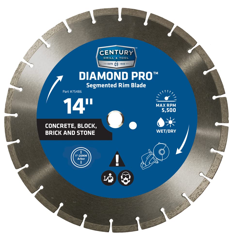 Century Drill & Tool 75486 Diamond Segmented Rim Blade 14