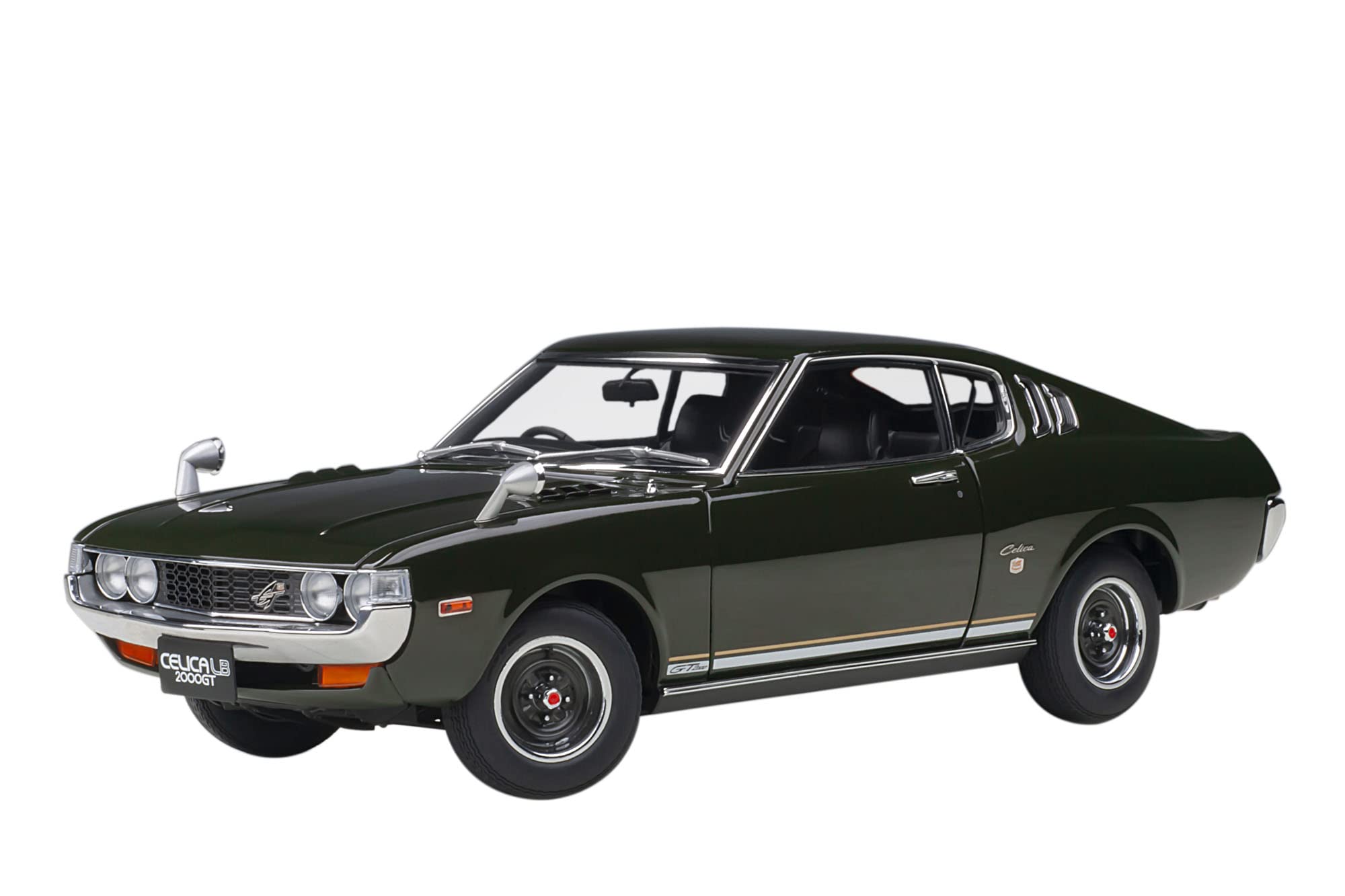 1973 Toyota Celica Liftback 2000GT (RA25) RHD (Right Hand Drive) Moss Green 1/18 Model Car by Autoart