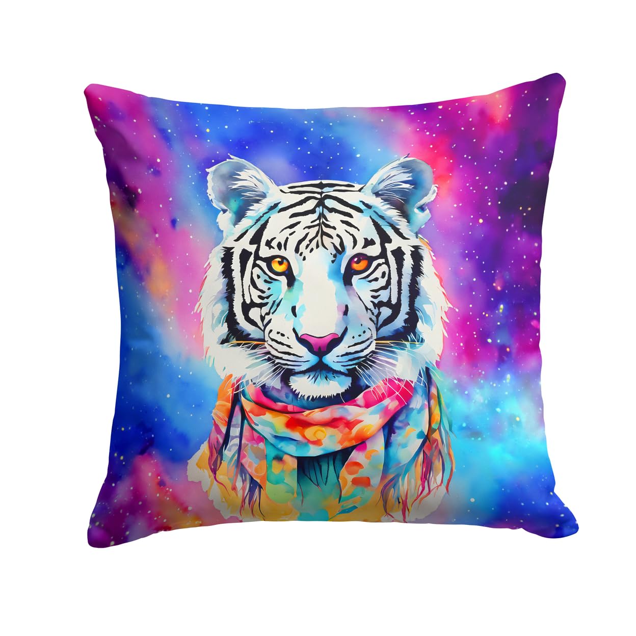 Hippie Animal White Tiger Throw Pillow