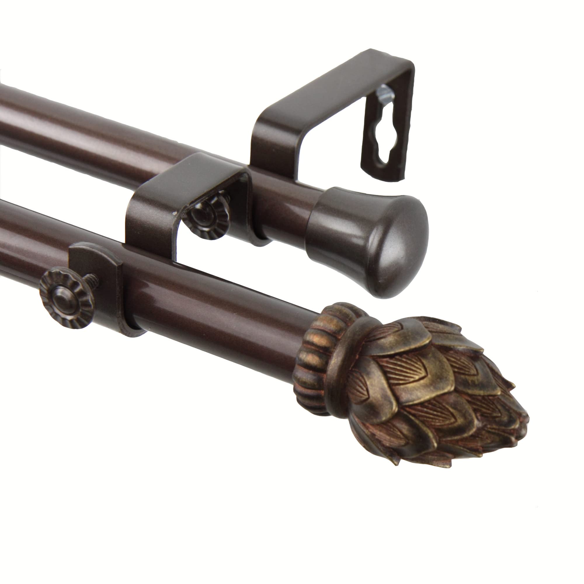 Tilia Double Curtain Rod 3/4 inch dia. 48-84 - Cocoa