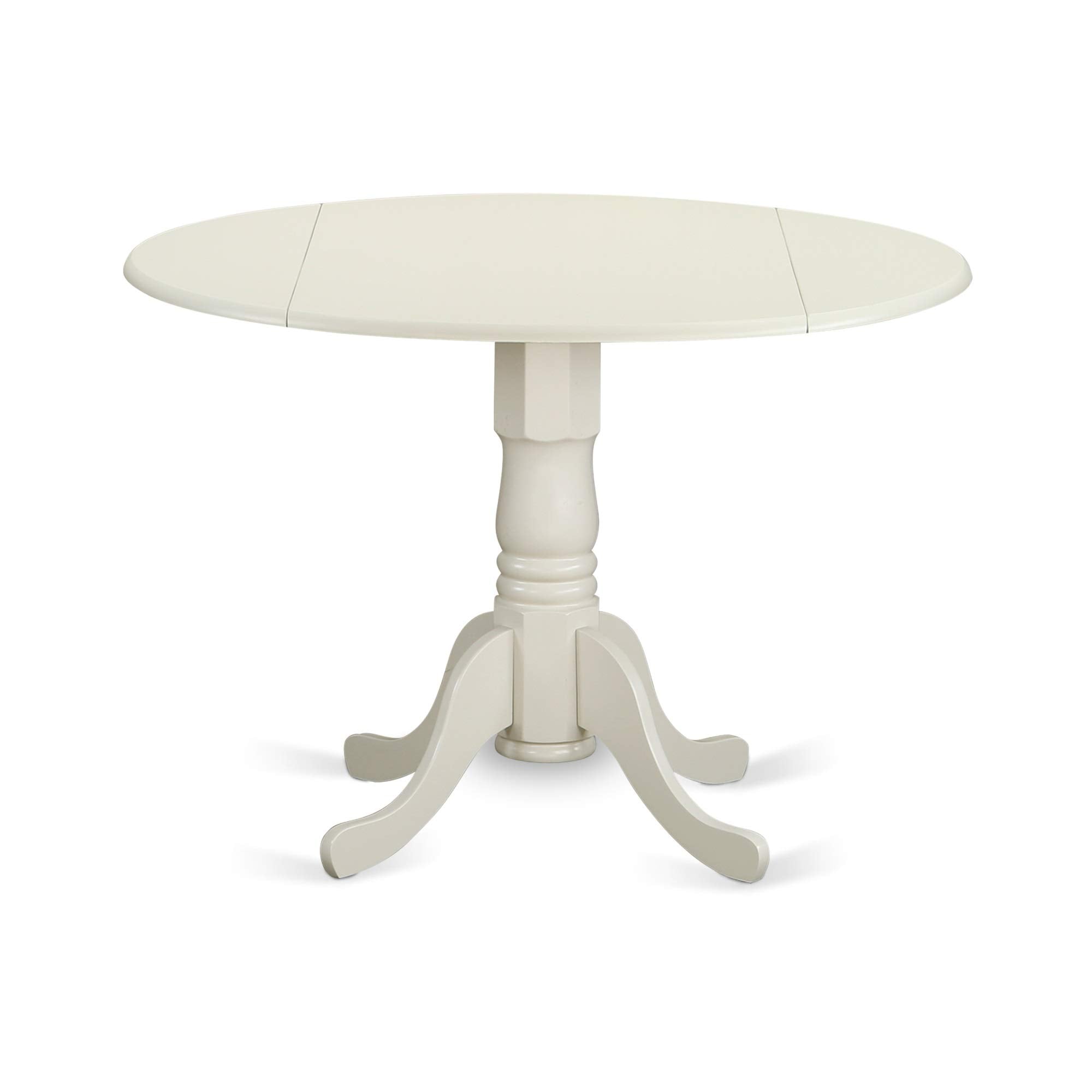 Casafoyer Dublin 3 Piece Set Contains a Round Dining Room Table with Dropleaf and 2 Pond Faux Leather Upholstered Parson Chairs, 42x42 Inch, DLEN3-LWH-57