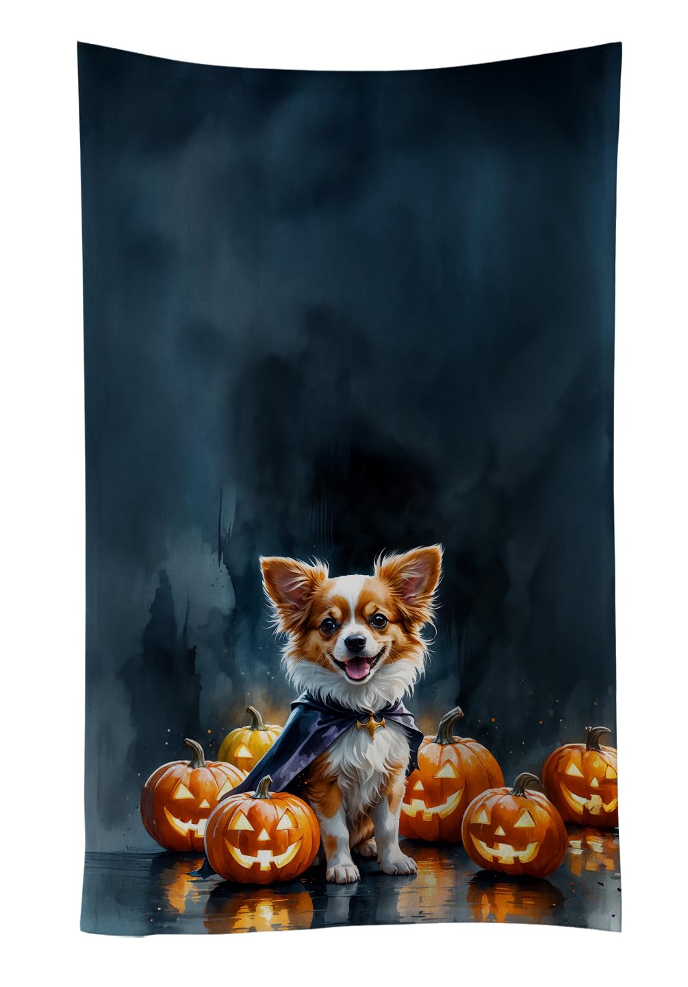 Carolines Treasures Papillon Puppy Halloween Kitchen Towel Dish Cloths Guest Hand Towel Decorative Bathroom Towel for Face,Tea, Dishcloth, Kitchen and Bath