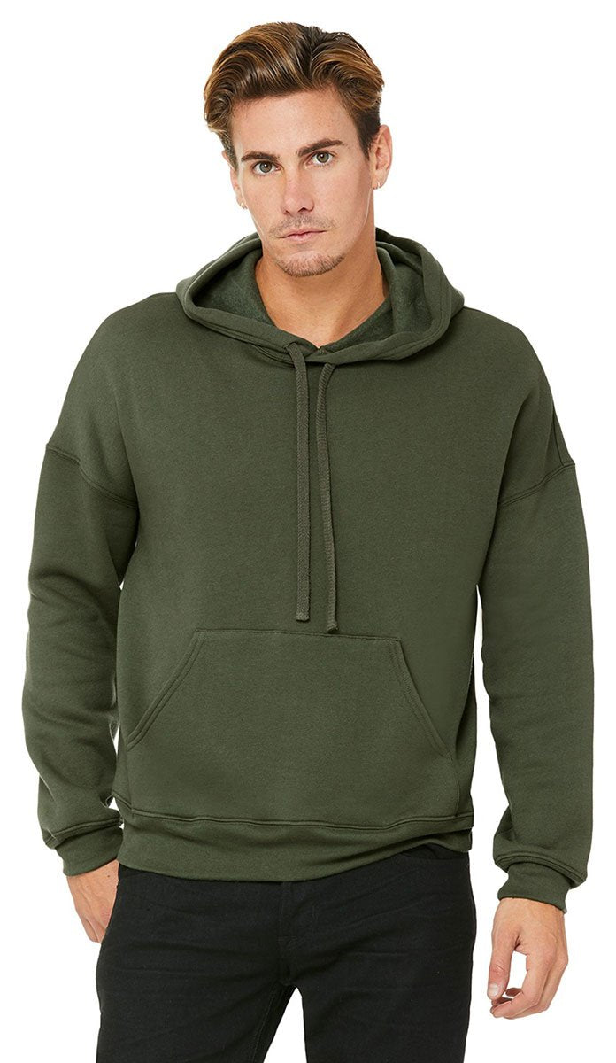 BELLA + CANVAS Unisex Sponge Fleece Drop Shoulder Hoodie - Military Green, XL