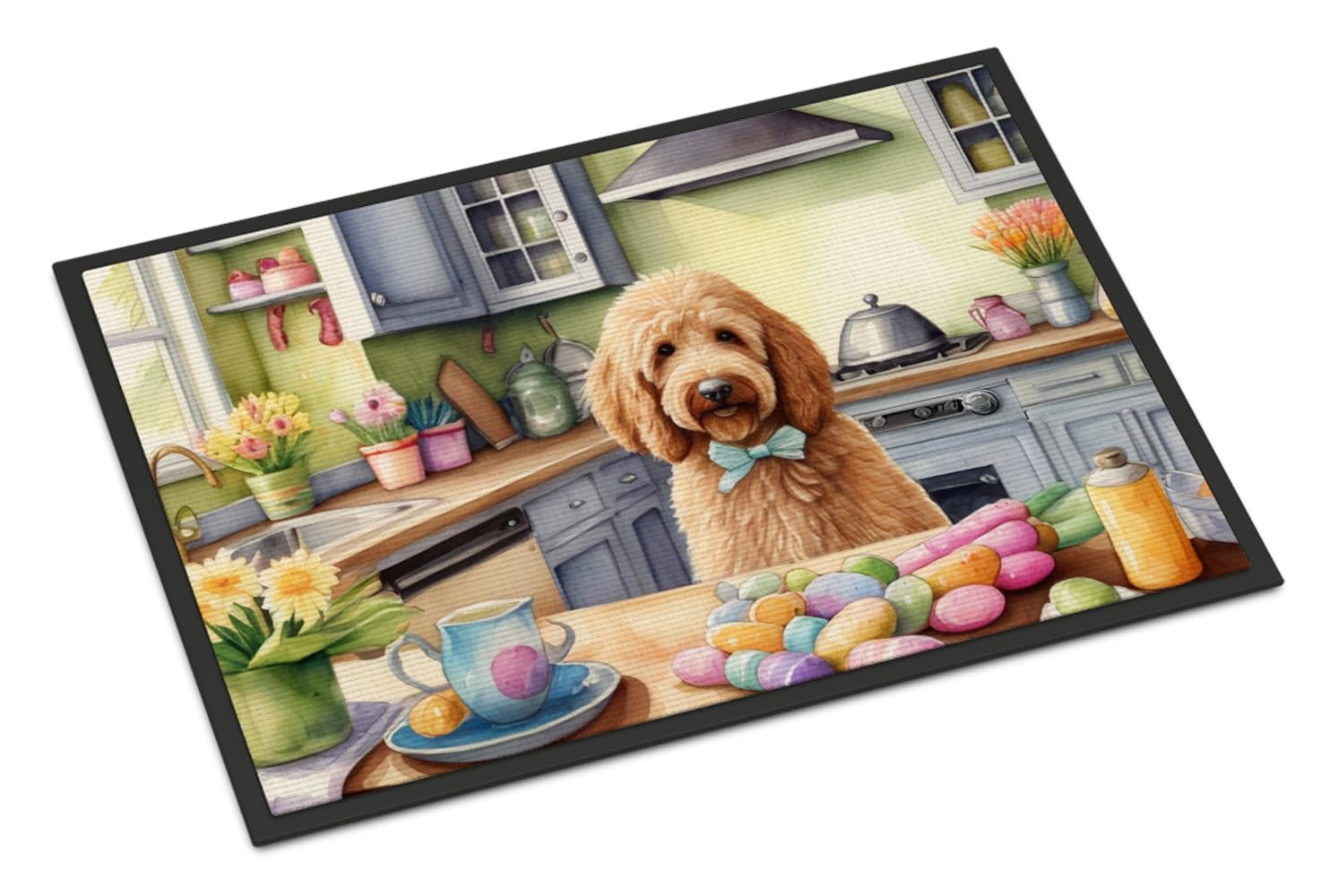 Carolines Treasures DAC6823MAT Decorating Easter Goldendoodle Doormat Front Door Mat Indoor Outdoor Rugs for Entryway, Non Slip Washable Low Pile, 18H X 27W
