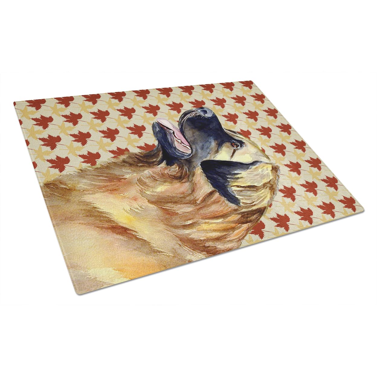 Carolines Treasures LH9123LCB Leonberger Fall Leaves Portrait Glass Cutting Board Large Decorative Tempered Glass Kitchen Cutting and Serving Board Large Size Chopping Board