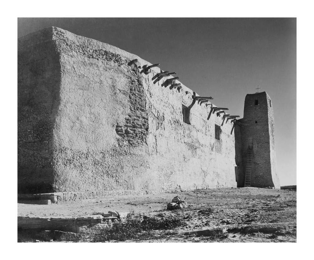 Church Side Wall and Tower, Acoma Pueblo, New Mexico - National Parks and Monuments, ca. 1933-1942-Paper Art-18x15”