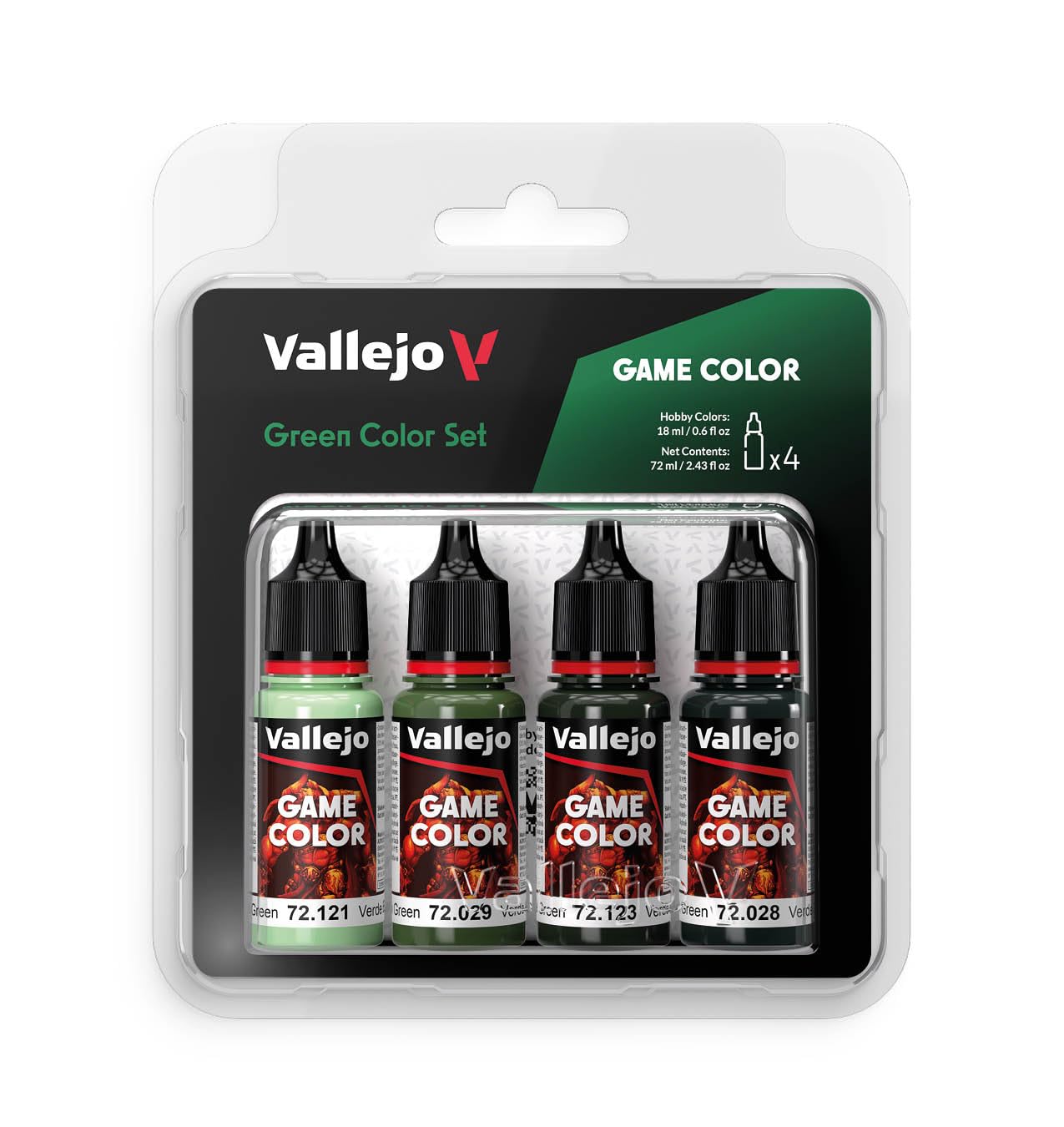Vallejo - Green Color Set | Contains 4 bottles x 18 ml (0.60 fl.oz.)
