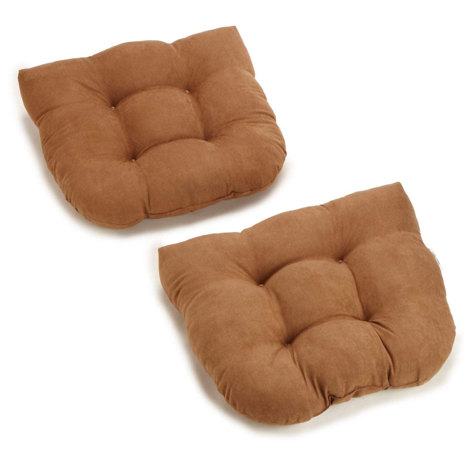 19-inch U-Shaped Micro Suede Tufted Dining Chair Cushion (Set of 2) - Saddle Brown