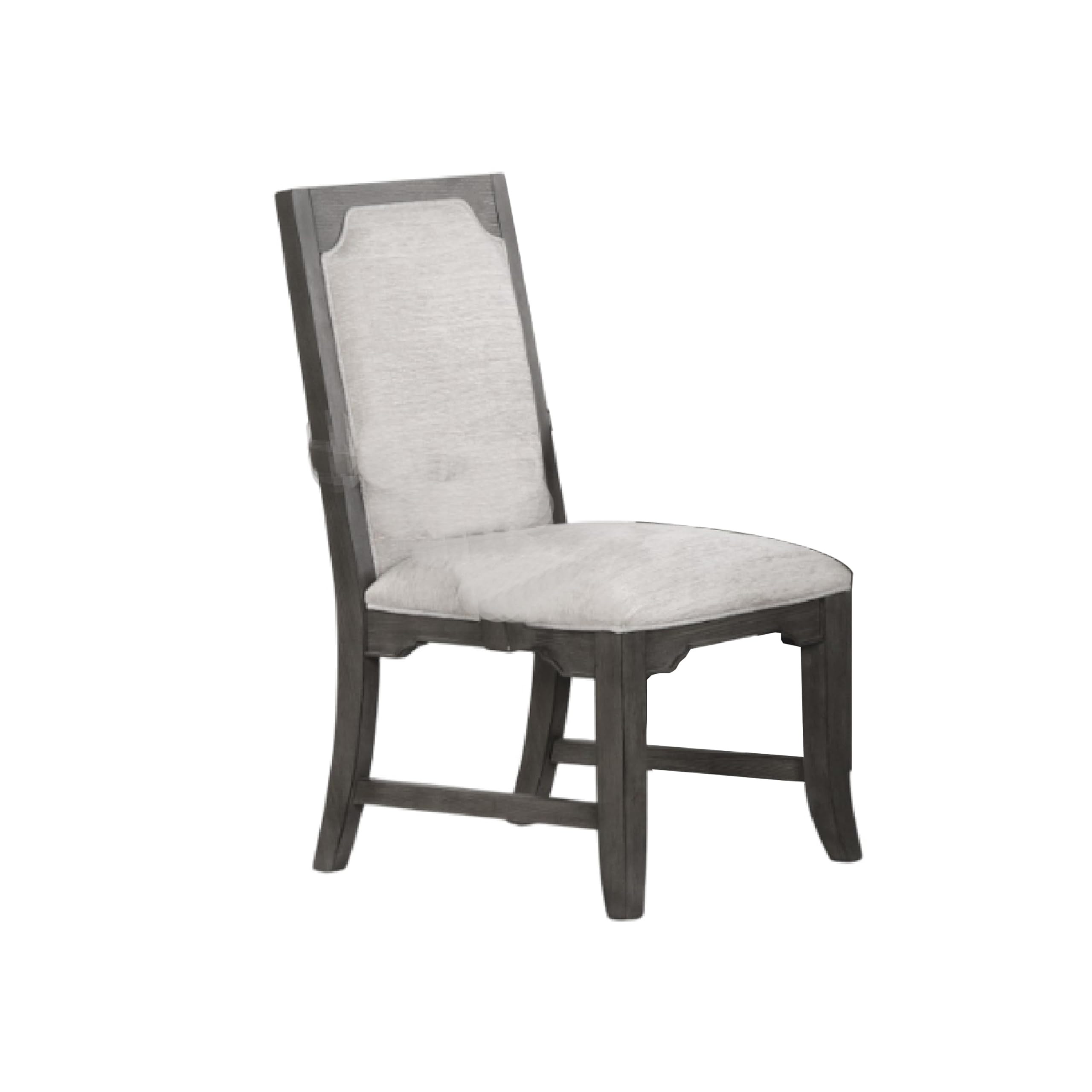 Leslee Dining Armchair Set of 2, Gray Polyester, Sculpted Tall Back