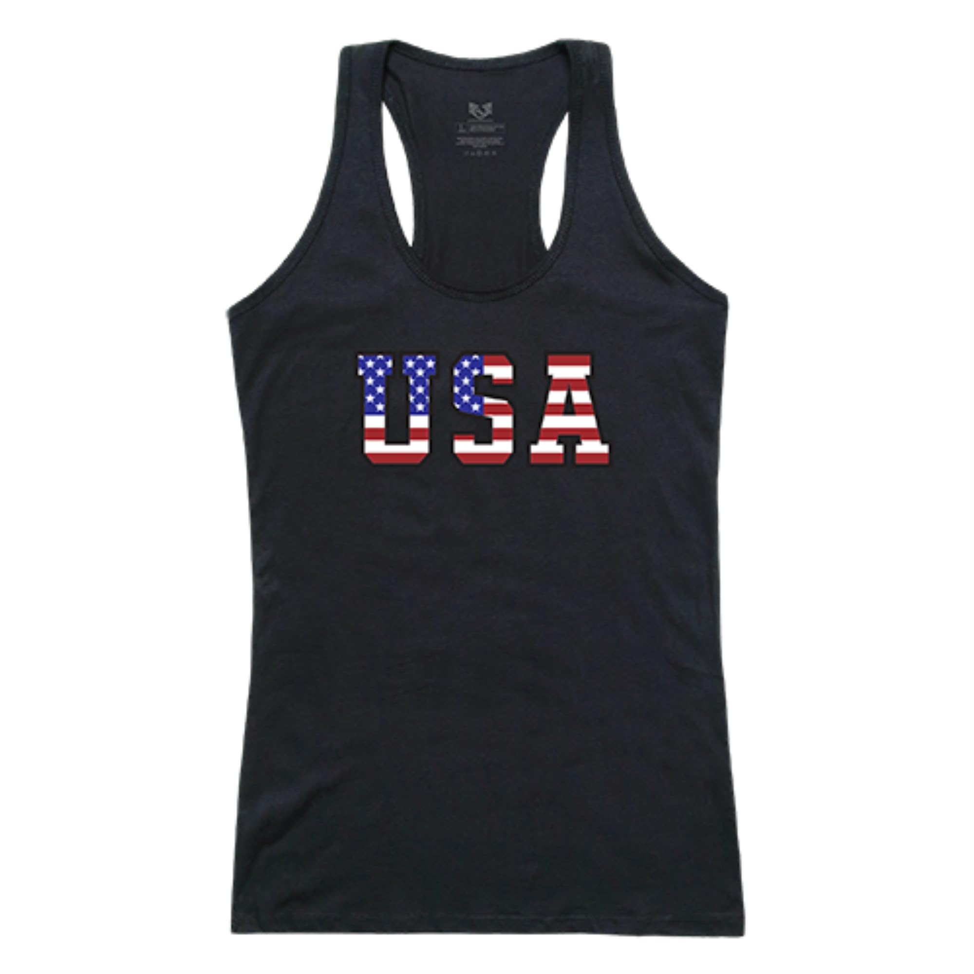 Graphic Tank, Flag Text 2, Black, S