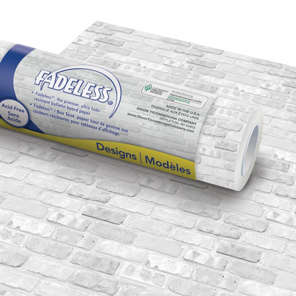 Fadeless Desings Paper Roll, White Brick, 48 Inches x 12 Feet