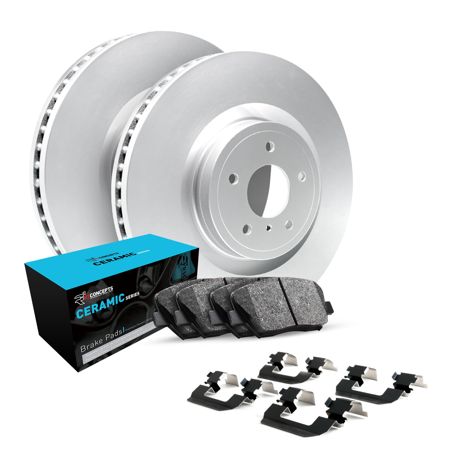 R1 Concepts Carbon Coated Disc Brake Rotor Set with Ceramic Pads and Hardware WDWH1-74044