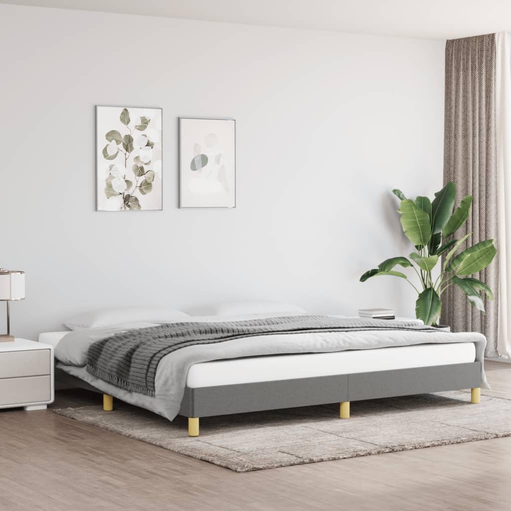 vidaXL Bed Frame Dark Gray 76x79.9??King Fabric
