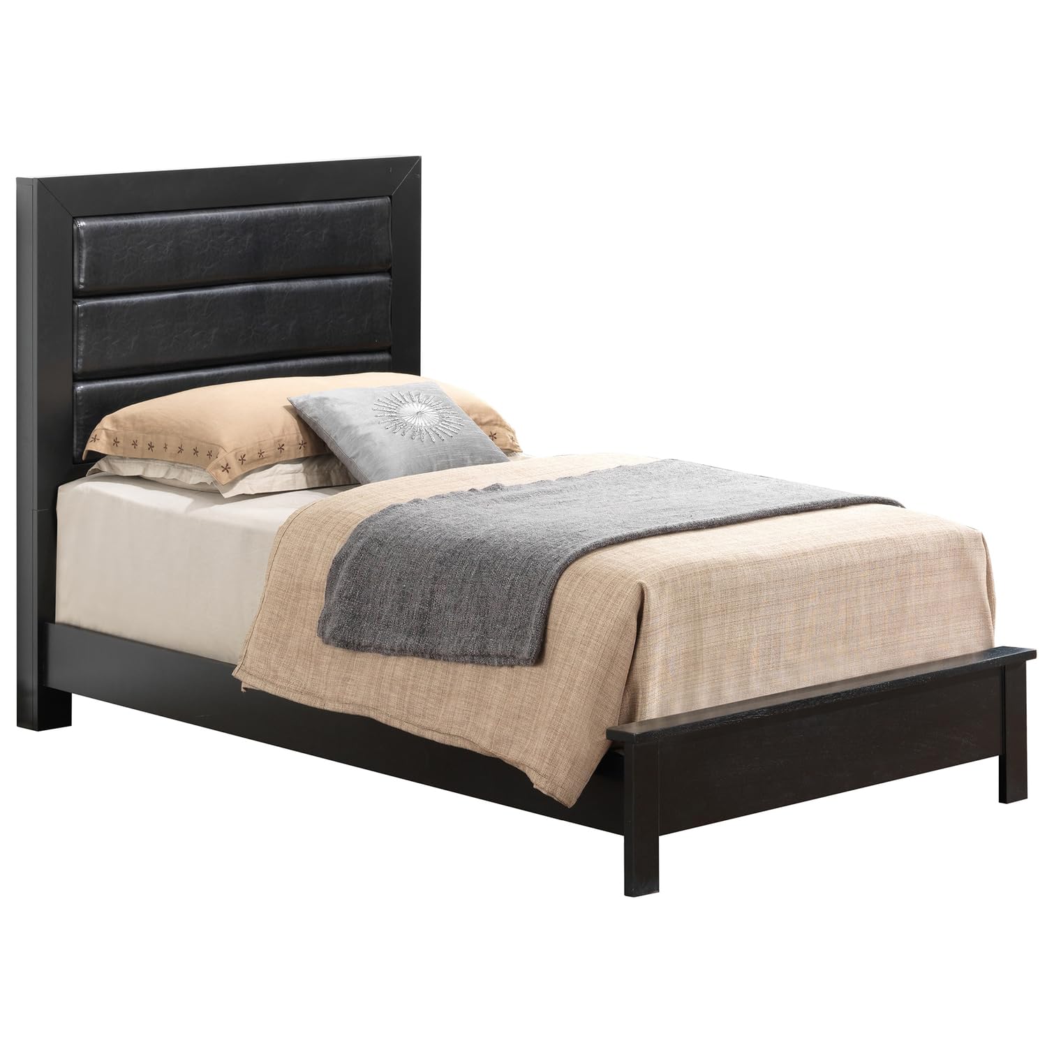 Burlington Black Upholstered Twin Panel Bed