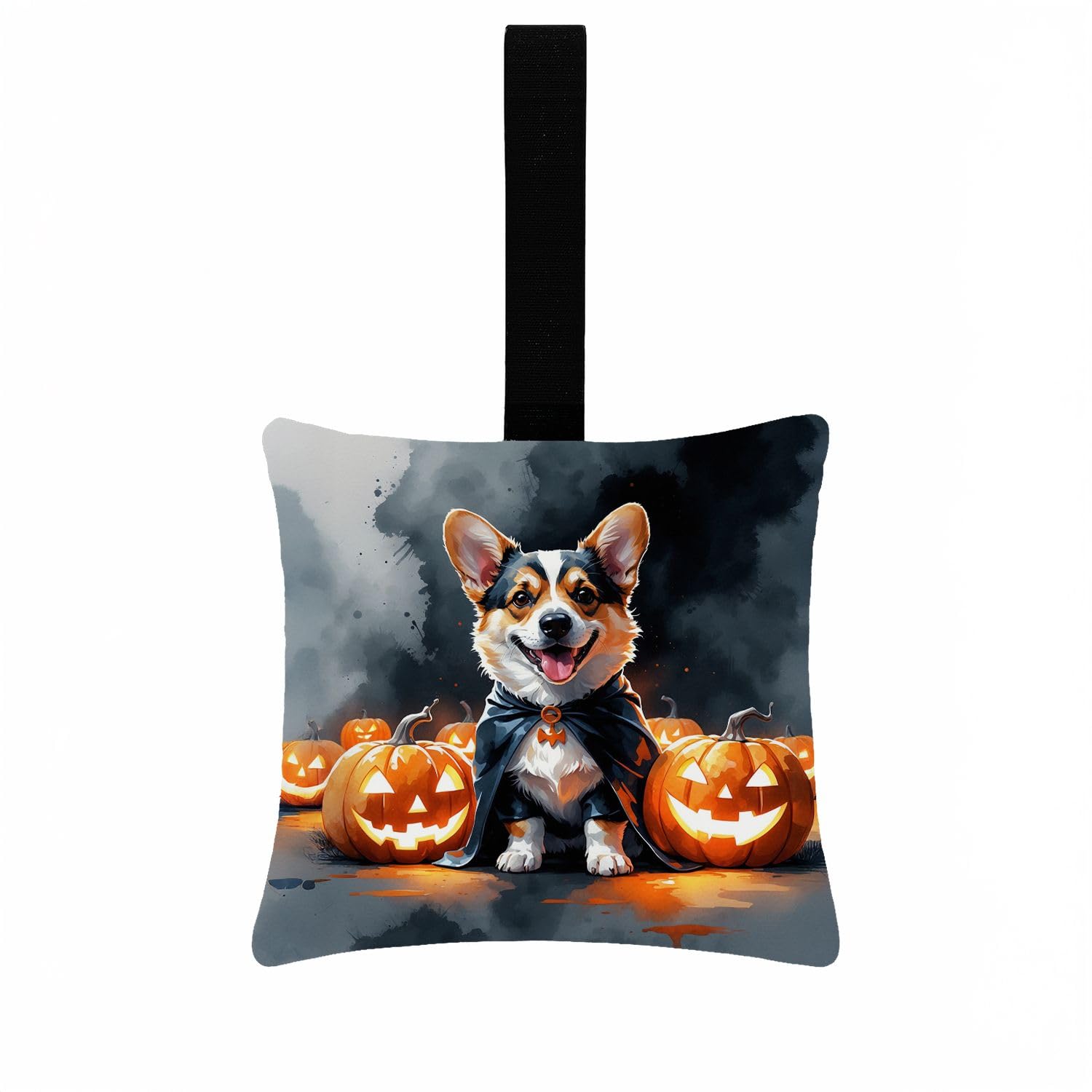 Carolines Treasures Corgi Puppy Halloween Mini Hanging Pillow Ornament 3.5  3.5 Decorative Door-Knob & Tree Hanger, Soft Fabric Cushion